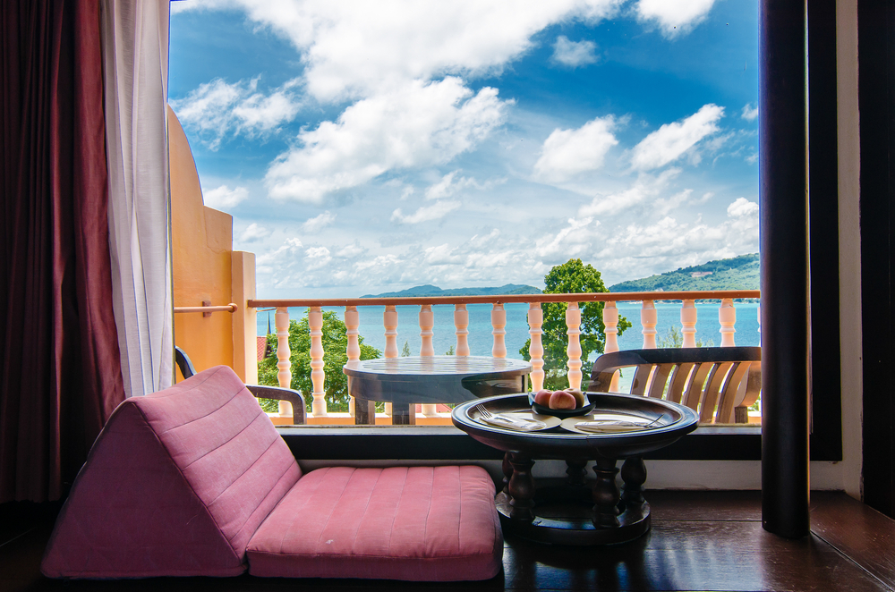 Balcony overlooking ocean