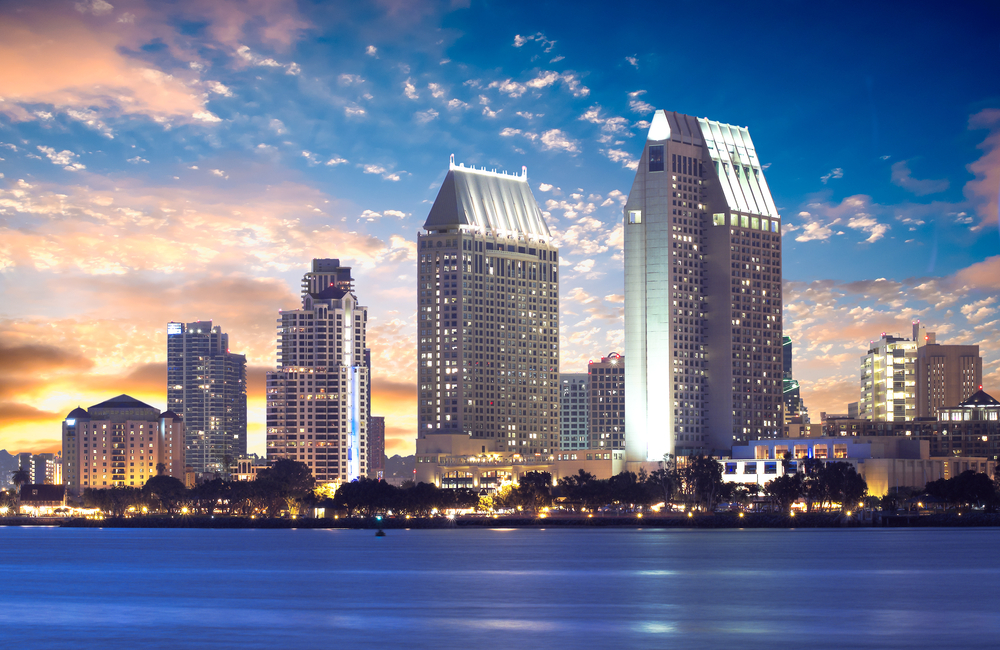 San Diego skyline at dusk